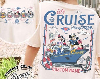 Personalized 2-sided Disney Cruise Line Trip Tee, Mickey and Friends Let's Cruise Trip T-shirt, Couples Cruise Tee, Disney Wish Dream Magic