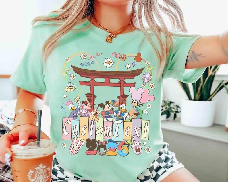 Disneyland Tokyo Musse och vänner personlig t-shirt, personlig Disney Japan familjesemestertröja, DisneySea matchande t-shirt, WDW Trip-tröja bild 5
