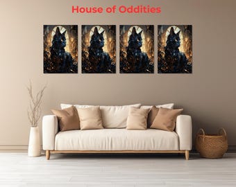 Gothic Black Cat Wall Art Printable  Digital Download Witchy Decor