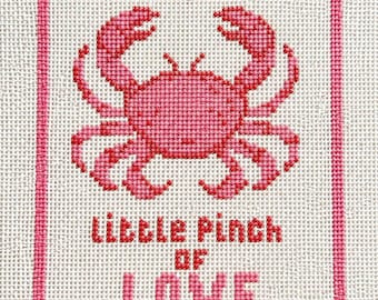 Hand-Painted Crab Needlepoint Canvas, Coastal Beach House Decor, For Beginners