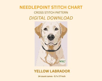 Patrón de punto de cruz de Labrador amarillo - Descarga instantánea - PDF