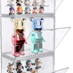 3 Packs Display Boxes for Figures Stackable Detachable Display Stand Dustproof Showcase Storage for Collectibles and Action Figures Mini Toy
