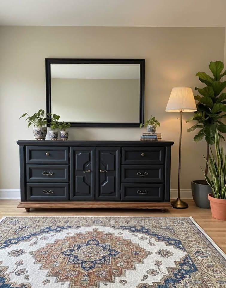 bassett black dresser BASSETT FURNITURE BLACK PAINTED 10-DRAWER DRESSER