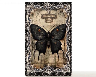 Empty beauty box, magnetic makeup palette vintage gothic Halloween - Black Moth