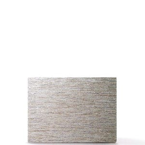 May include: A rectangular, textured surface with a woven appearance. The surface is a neutral, light gray color, and the texture is visible across the entire face of the object. The object is set against a white background.