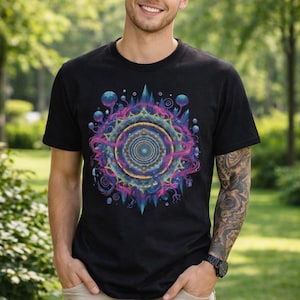 T-shirt Shpongle T-shirt psychedelische T-shirt Shpongle cadeau unieke kunst shirt Festival Wear shirt heilige geometrie T-shirt psychedelische kunst cadeau afbeelding 1