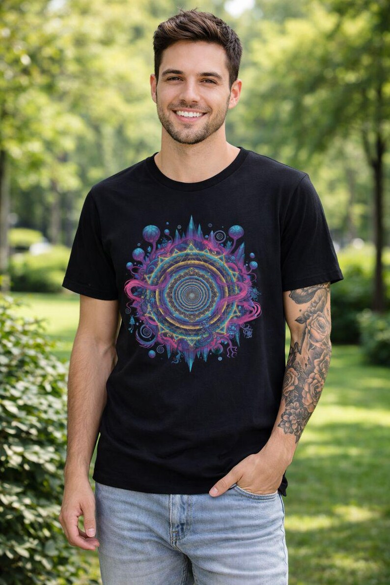T-shirt Shpongle T-shirt psychedelische T-shirt Shpongle cadeau unieke kunst shirt Festival Wear shirt heilige geometrie T-shirt psychedelische kunst cadeau afbeelding 16