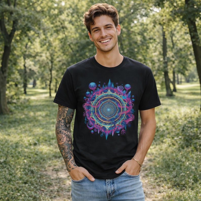 T-shirt Shpongle T-shirt psychedelische T-shirt Shpongle cadeau unieke kunst shirt Festival Wear shirt heilige geometrie T-shirt psychedelische kunst cadeau afbeelding 3
