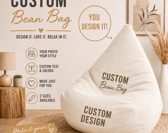 Custom Bean Bag Chair Cover Replacement Polyester Gaming Seat Personalized Furniture Slipcover Removable Beanbag Chairs Adults Lounge Gift