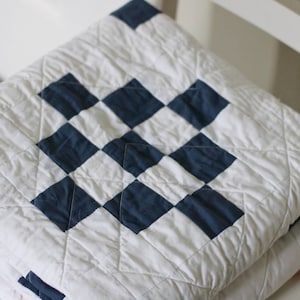 Navy Blue and White Quilt for Farmhouse Decor / Irish Chain Quilts for Sale // Throw Quilt, Baby Quilt, Crib Quilt, Twin Quilt, Queen Quilt image 1