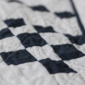 Navy Blue and White Quilt for Farmhouse Decor / Irish Chain Quilts for Sale // Throw Quilt, Baby Quilt, Crib Quilt, Twin Quilt, Queen Quilt image 6