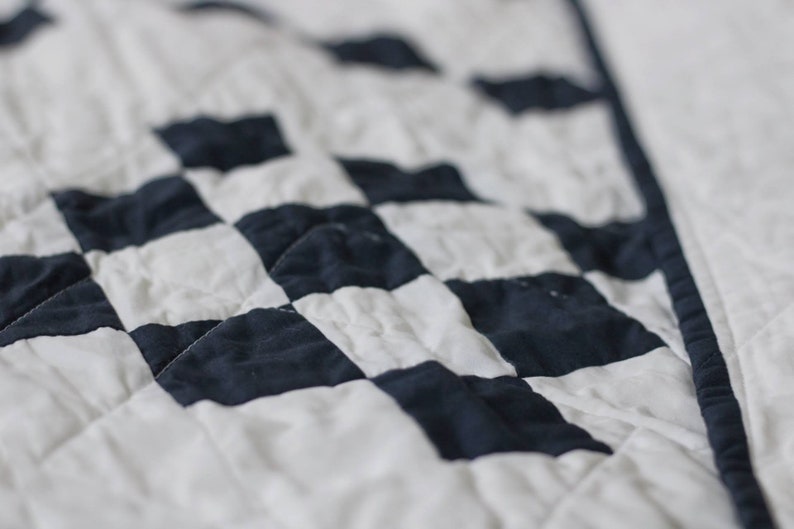 Navy Blue and White Quilt for Farmhouse Decor / Irish Chain Quilts for Sale // Throw Quilt, Baby Quilt, Crib Quilt, Twin Quilt, Queen Quilt image 6