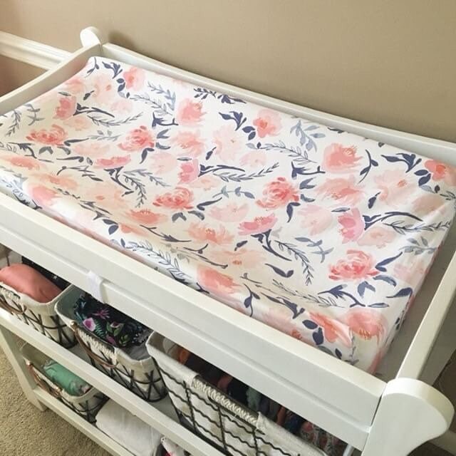 Watercolor Floral Changing Pad Cover / Floral Nursery Baby Etsy