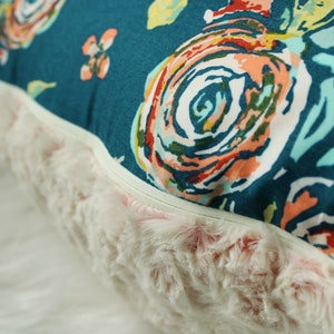 Boho Floral Nursing Pillow Cover Gift for New Baby Nursing Pillow for Expecting Mom Blue Watercolor Floral Nursing Pillow image 10