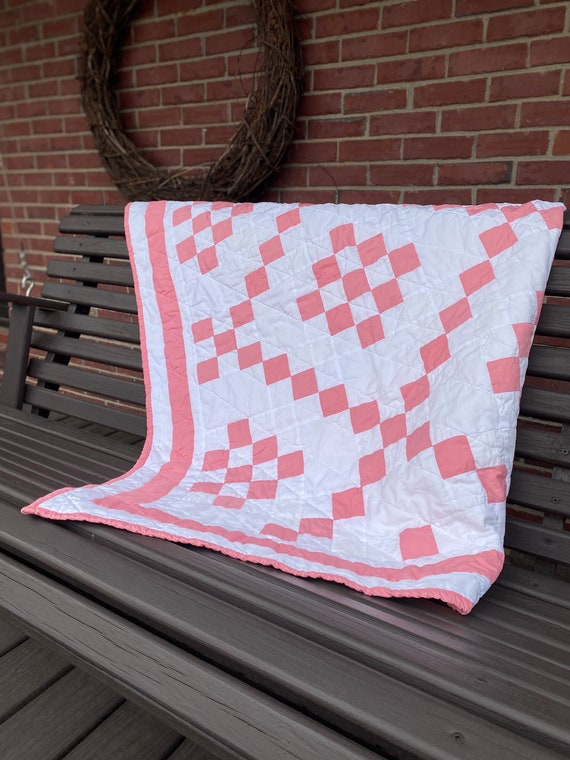 Irish Chain Quilt Gift for Baby READY TO SHIP Pink and White Irish Chain Quilts for Sale Handmade Crib Quilt Modern Quilt Baby Quilt Etsy Canada