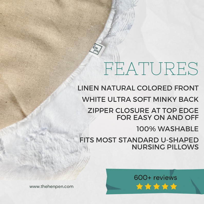 Linen Nursing Pillow Cover / Neutral Baby Bedding / Nursing Pillow, Linen Crib Bedding, Neutral Crib Bedding, New Baby Gift, Neutral Baby image 2