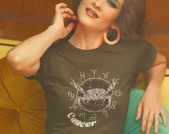 Camiseta del zodiaco Cáncer, camiseta del horóscopo astrológico, regalo de cumpleaños celestial