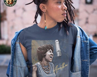 Camiseta de Aretha Franklin pintada a mano / Retrato retro del alma