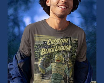 Creature from the Black Lagoon Hand-Painted Shirt | Retro Horror Gill-Man Portrait Tee