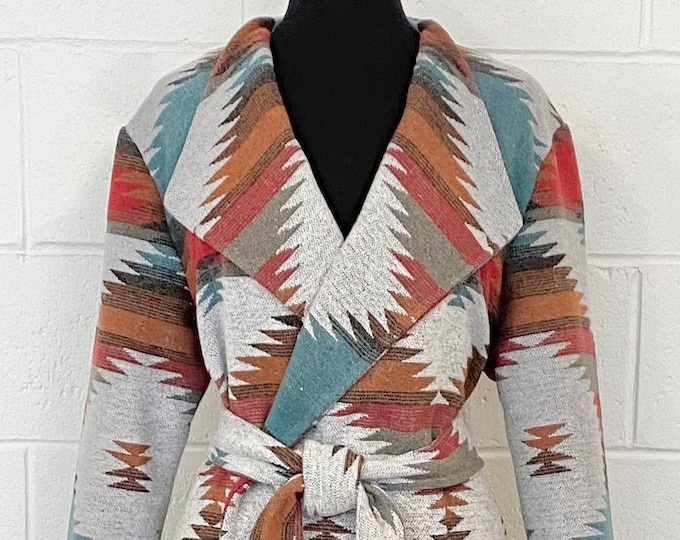 Trench Coat In Wool Blend In Orange Red Brown And Dark Turquoise - Plateau