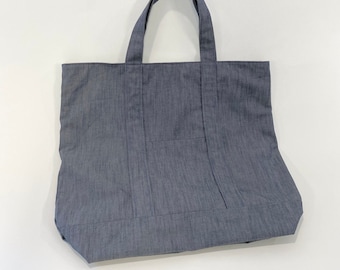 Lightweight Italian Cotton In Grey Demin Print Bag