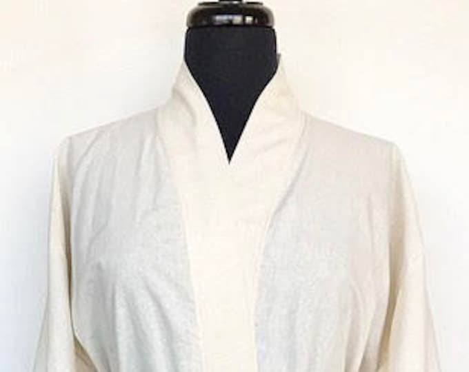 Kimono In Muslin - Unbleached Natural Cotton And Medium Weight