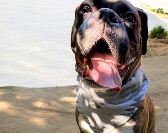 Dog Bandana Tie On | Wool Blend Dog Bandana | Remnant Fabric Pet Bandana | Minimalist Dog Accessory | Greys | Canada US Free Shipping