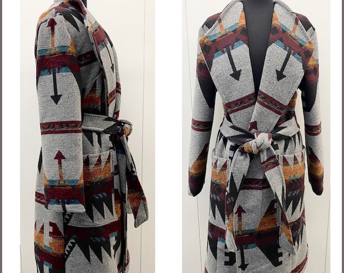 Wool Blend Trench Coat In Yellow Orange Merlot Blue - North Shore