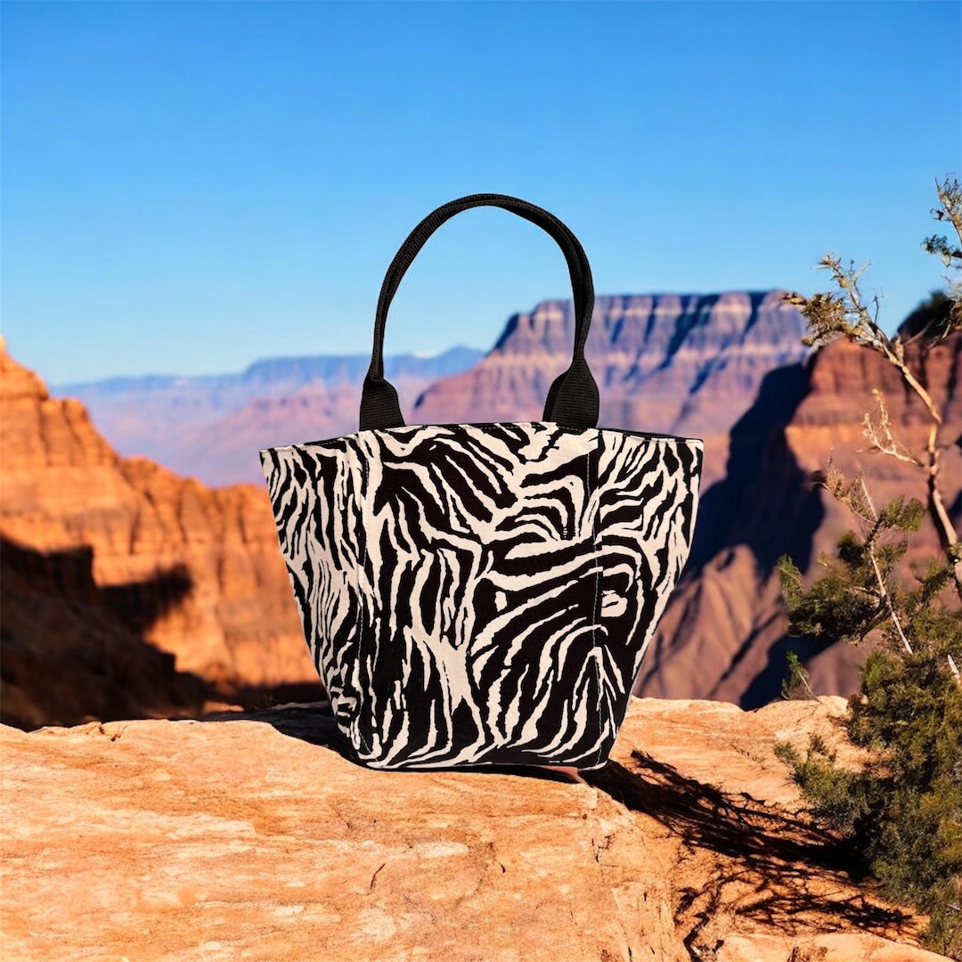 Zebra Rint Small 100% Cotton Tote Bag With Zebra Print - Small - Etsy