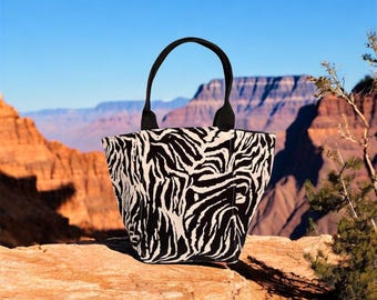 100% Cotton Tote Bag With Zebra Print - Small