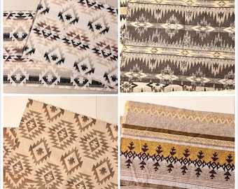 4 Wool Blend Panels & Strips – Cream, Brown, Stars, Yellow Aztec - 60x17, 56x17, 59.25x22.5, 58.75x17 – Free Shipping USA, No Tariffs - #10