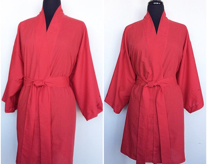 100% Cotton Kimono In Red