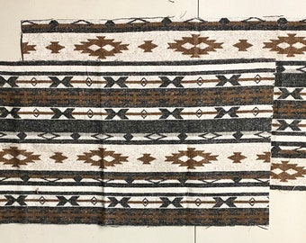 2 Wool Blend Remnant Pieces In Cream Light Brown And Black #9 - Free Shipping