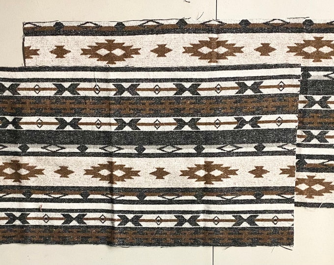 2 Wool Blend Remnant Pieces In Cream Light Brown And Black #9 - Free Shipping