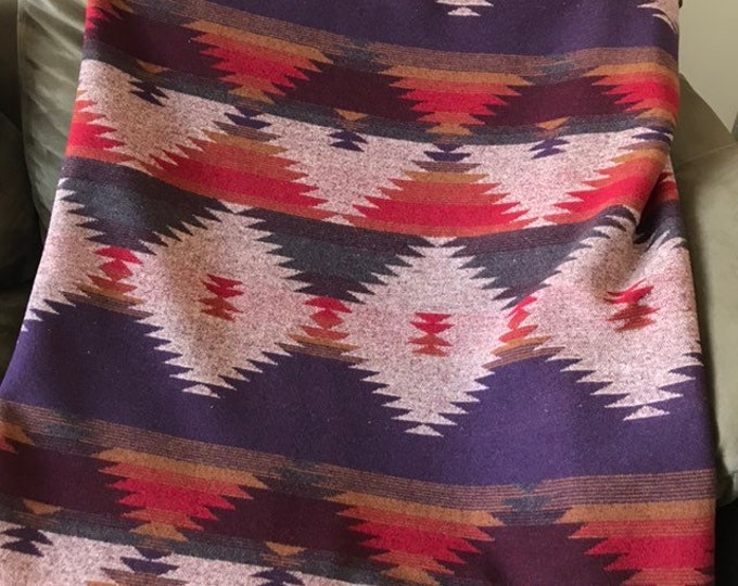 Wool Blend Blanket In Purple Red Gold - Valley