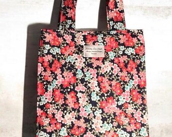 Foldable Tote Bag with Matching Zipper Pouch – Cherry Blossom Cotton Set – Compact Reusable Bag – Free Shipping Within Canada And USA