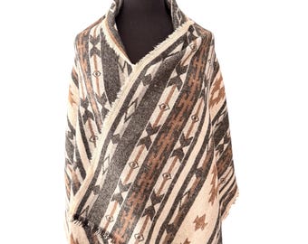 One-of-a-Kind Statement Shawl – Lightweight Wool Blend Wrap – Cozy Porch, Beach - Fire Pit Layer – Elegant Everyday Scarf - Travel Wrap