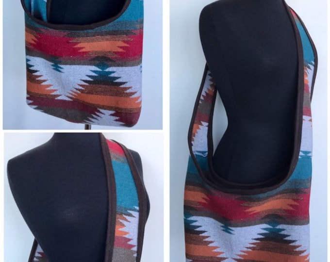 Wool Blend Sling Bag In Orange Red Brown Dark Turquoise - Plateau