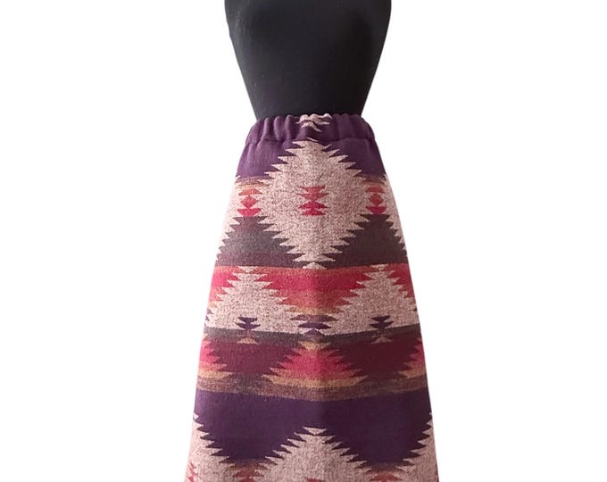 Sample Sale - Wool Blend Skirt In Purple Red Gold And Grey - Valley