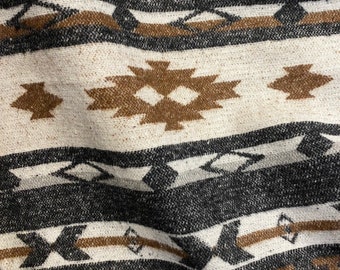 Wool Blend Southwest Print In Cream Light Brown and Black