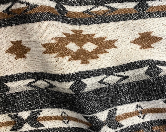 Wool Blend Blanket In Cream Light Brown and Black - Grange