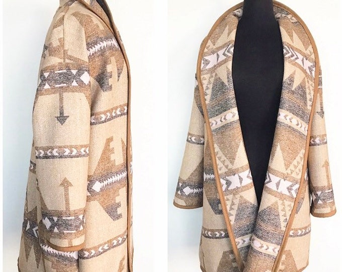 Wool Blend Cardigan Coat In Camel Colors
