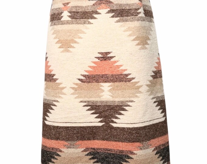 Sample Sale - Wool Blend Skirt In Cream Salmon Color Diamond Print