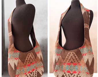 Crossbody Wool Blend Sling Bag | Handmade Upcycled Travel Bag | Southwestern Shoulder Bag | Eco-Friendly Market Tote | One of a Kind