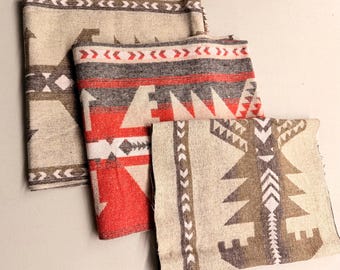 3 Wool Blend Panels – Coordinated Arrow Pattern (Tangerine + Camel) – 59” × 14”, 38.5” × 15” – Free Shipping USA, No Tariff - #1