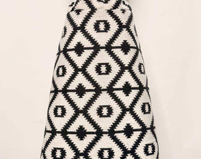 Sample Sale - Wool Blend Skirt In Light Grey And Black Diamond Print