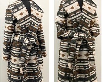 Wool Blend Trench Coat In Cream Light Brown And Black - Grange