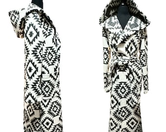 Wool Blend Maxi Length Coat With Hood - Glacier - Free Shipping, No Duties