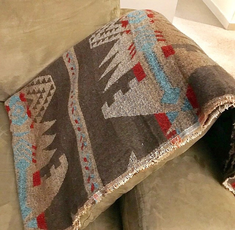 Wool Blend Blanket Throw in Southwest Print With Earth Tones Etsy