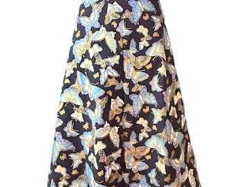 100% Cotton Skirt In Dark Navy With Butterflies